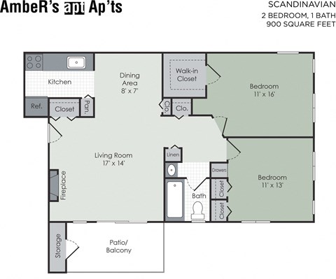 Two bedroom floor plan layout